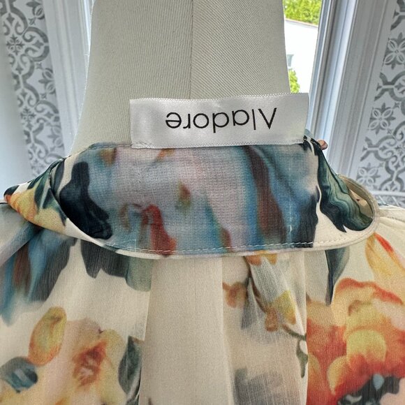 Aladore Floral Blue Orange Ruffle Tie Summer Vacation Cocquette Girl Dress Size6 - Picture 9 of 12